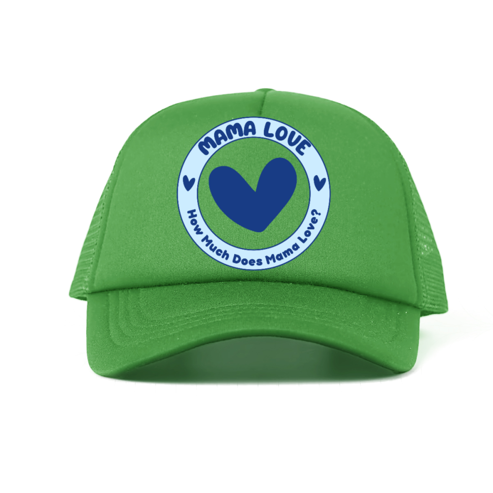 π Mama Love Foam Trucker Hat β Blue Circle Logo