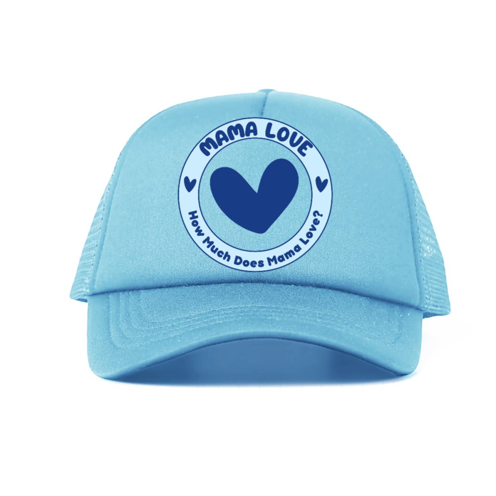π Mama Love Foam Trucker Hat β Blue Circle Logo