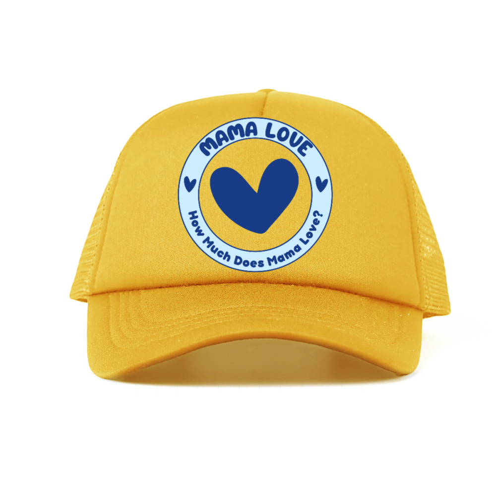 π Mama Love Foam Trucker Hat β Blue Circle Logo