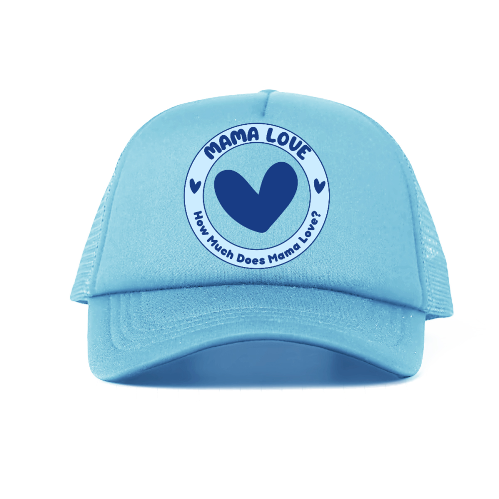 π Mama Love Foam Trucker Hat β Blue Circle Logo