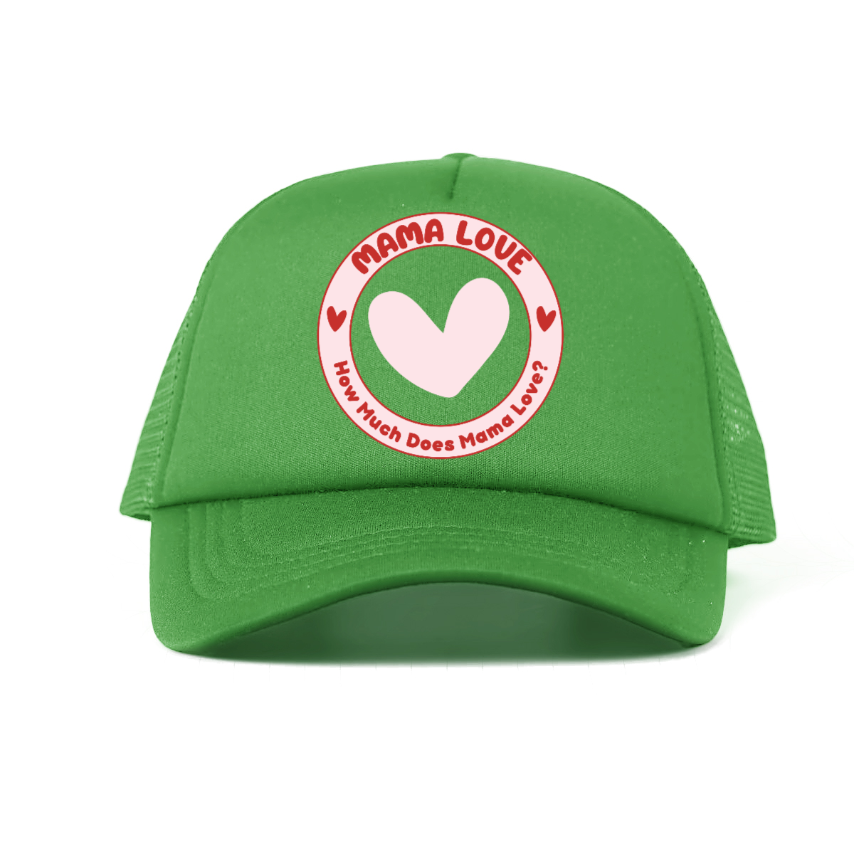 🌈 Mama Love Foam Trucker Hat – Light Pink Circle Logo