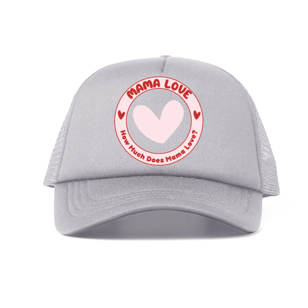 🌈 Mama Love Foam Trucker Hat – Light Pink Logo