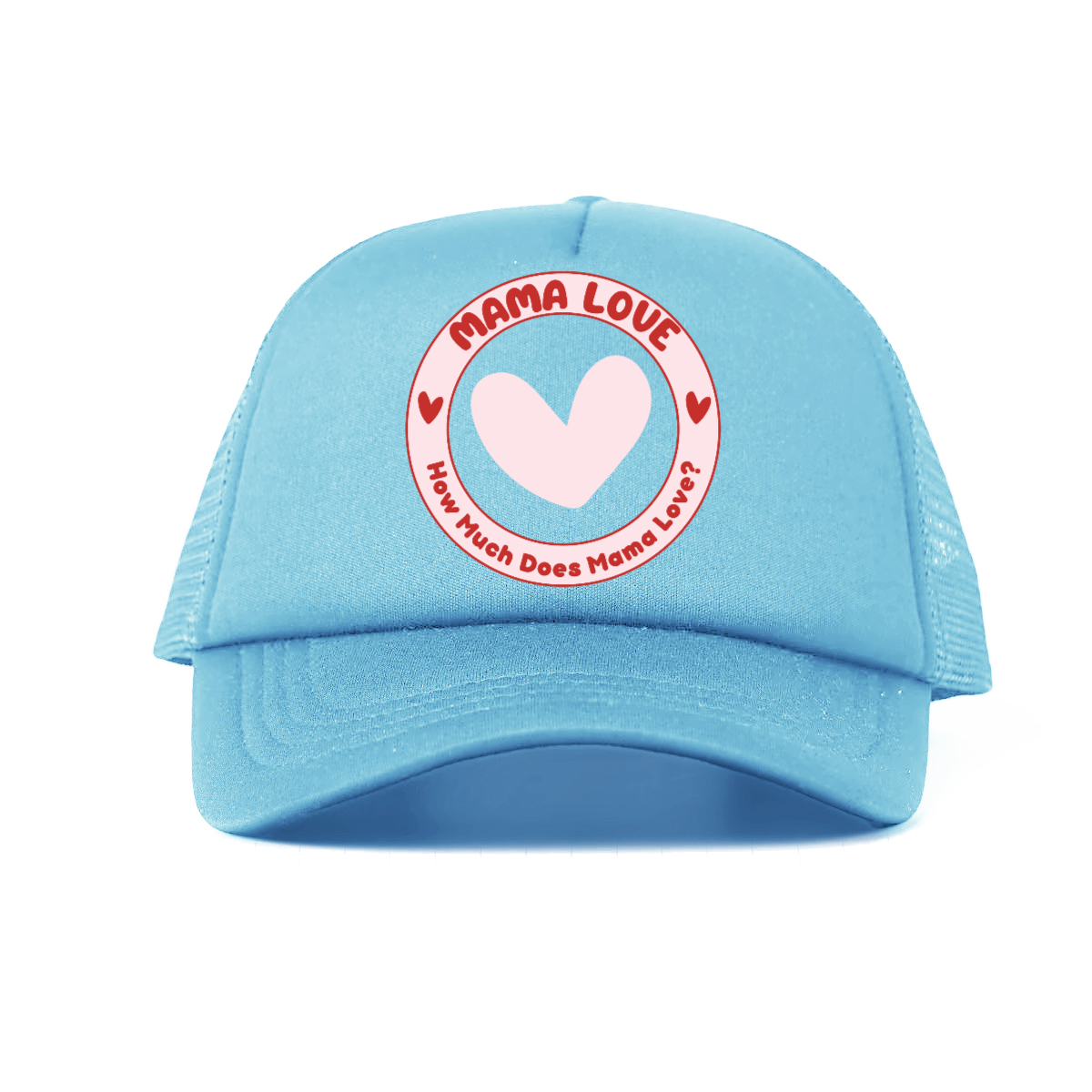 🌈 Mama Love Foam Trucker Hat – Light Pink Logo