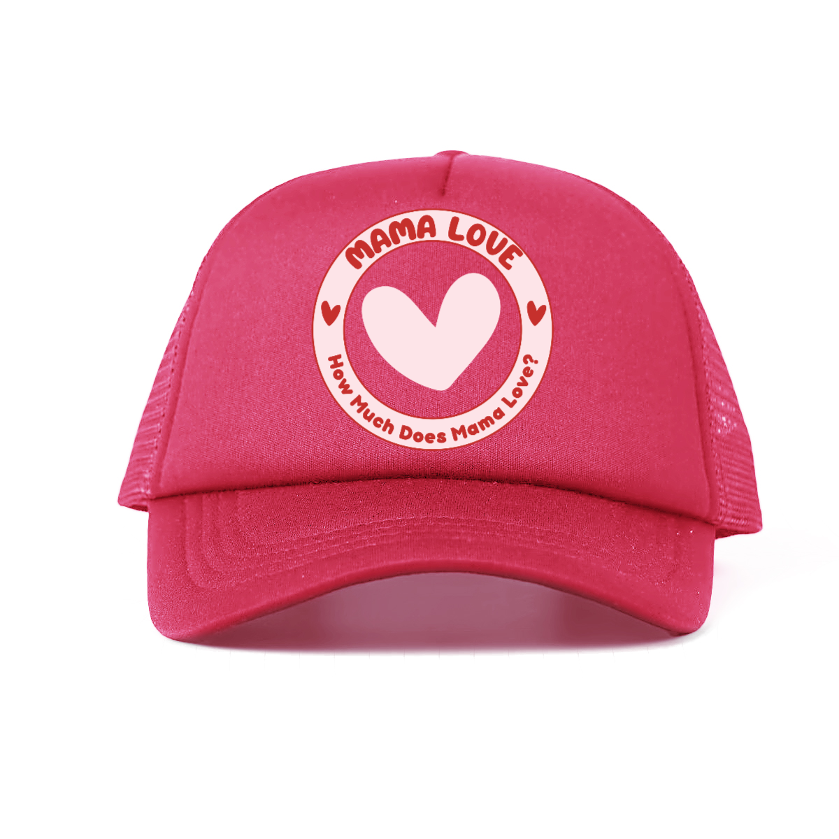🌈 Mama Love Foam Trucker Hat – Light Pink Circle Logo
