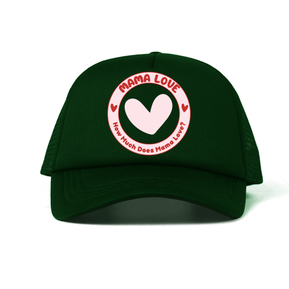🌈 Mama Love Foam Trucker Hat – Light Pink Circle Logo