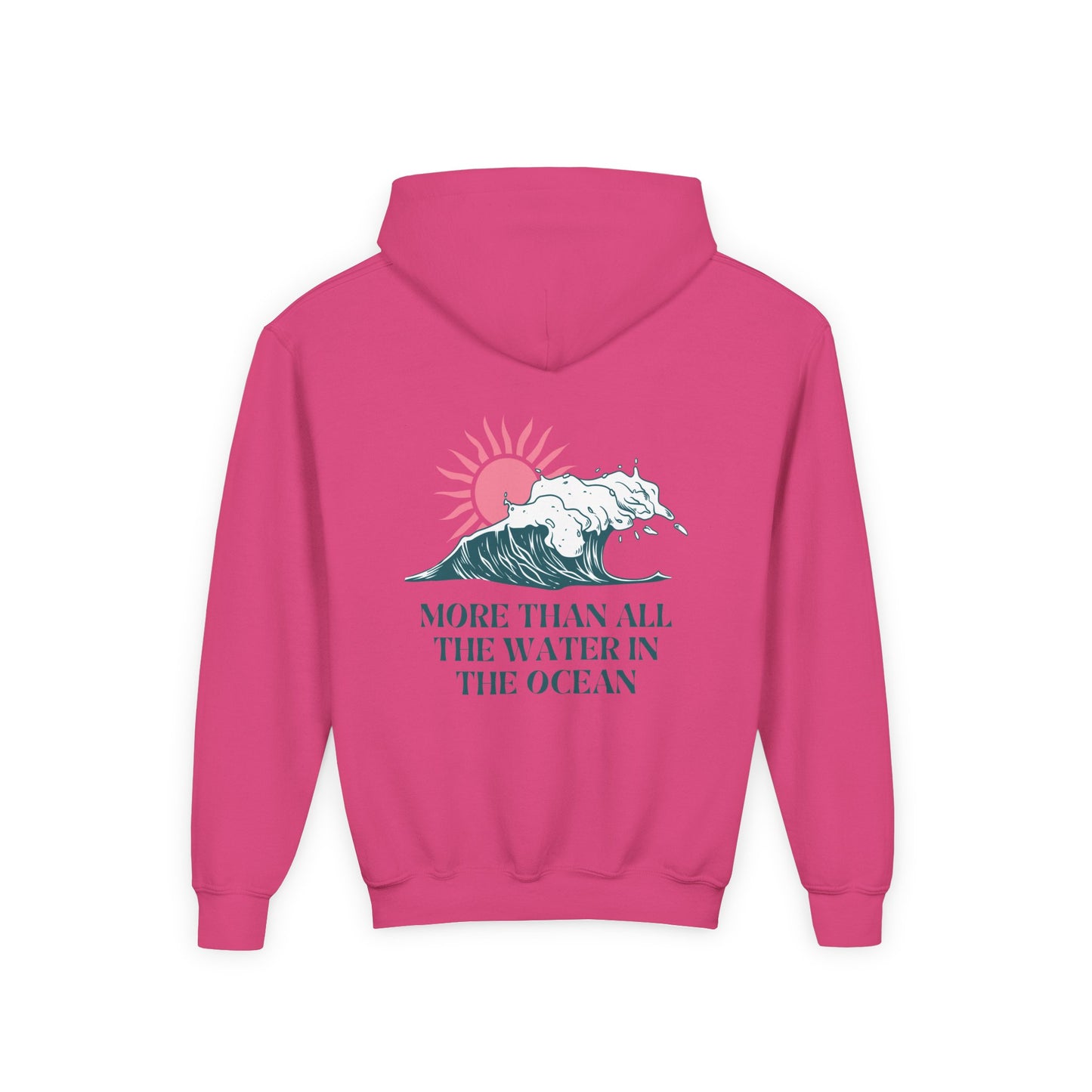 KIDS MORE THAN ALL THE WATER IN THE OCEAN HOODIE - SINGLE WAVE AND SUN