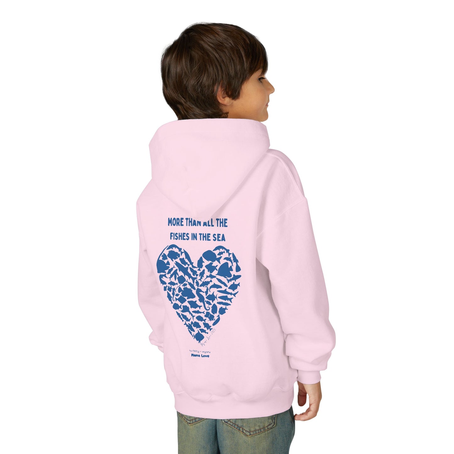Kids MORE THAN ALL THE FISHIES HEART SHAPED HOODIE