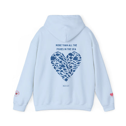 MORE THAN ALL THE FISHIES HEART SHAPED HOODIE