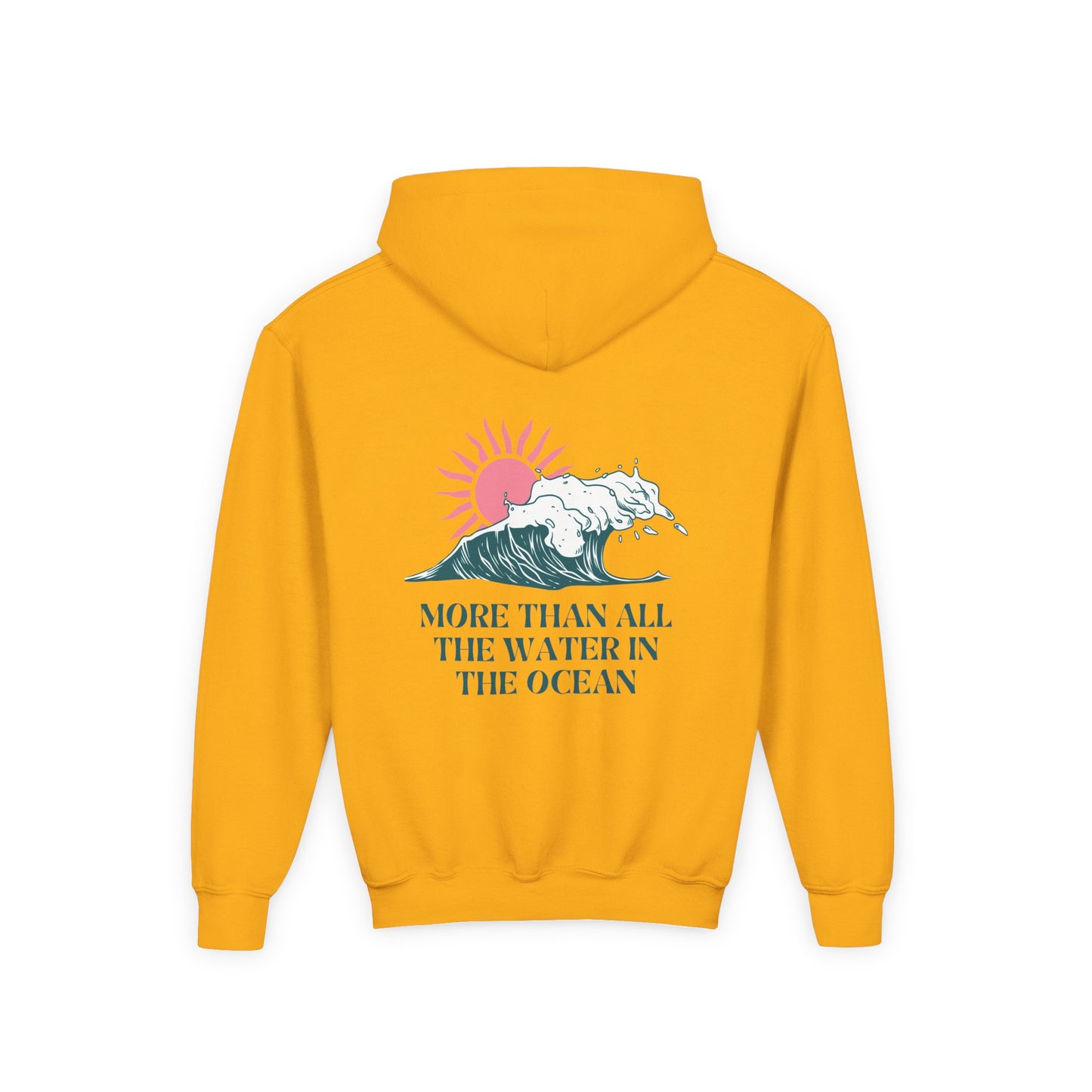 KIDS MORE THAN ALL THE WATER IN THE OCEAN HOODIE - SINGLE WAVE AND SUN