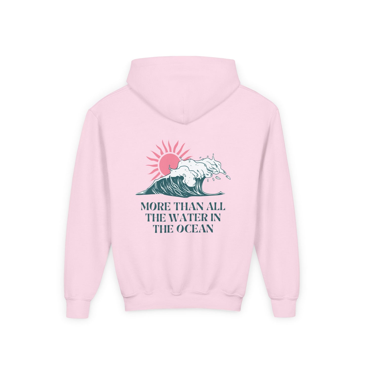 KIDS MORE THAN ALL THE WATER IN THE OCEAN HOODIE - SINGLE WAVE AND SUN