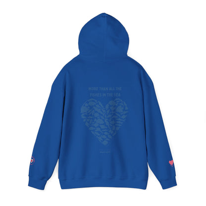 MORE THAN ALL THE FISHIES HEART SHAPED HOODIE