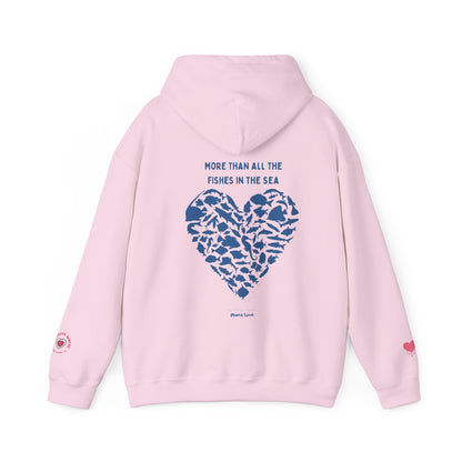 MORE THAN ALL THE FISHIES HEART SHAPED HOODIE