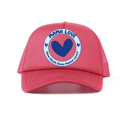 🌈 Mama Love Foam Trucker Hat – Blue Circle Logo