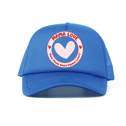 🌈 Mama Love Foam Trucker Hat – Light Pink Circle Logo