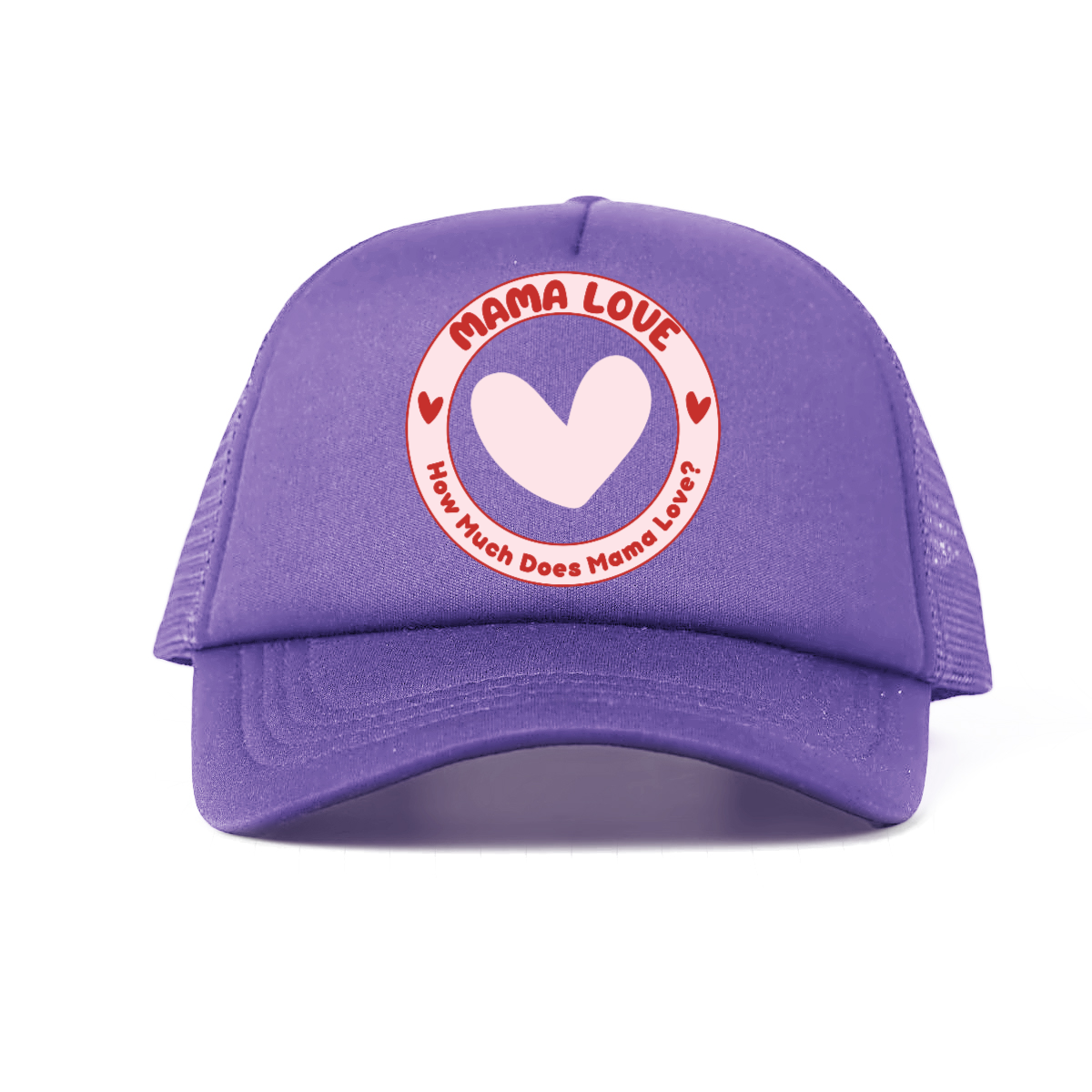 🌈 Mama Love Foam Trucker Hat – Light Pink Circle Logo