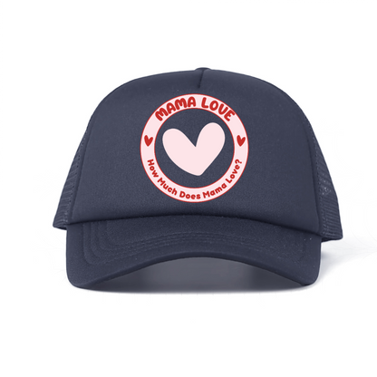 🌈 Mama Love Foam Trucker Hat – Light Pink Circle Logo