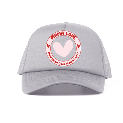 🌈 Mama Love Foam Trucker Hat – Light Pink Circle Logo