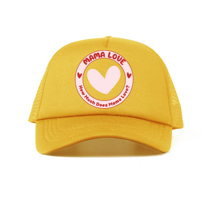 🌈 Mama Love Foam Trucker Hat – Light Pink Circle Logo
