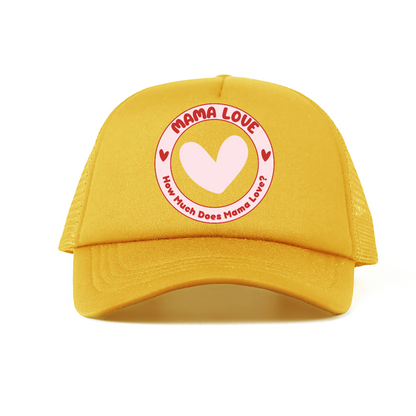 🌈 Mama Love Foam Trucker Hat – Light Pink Circle Logo