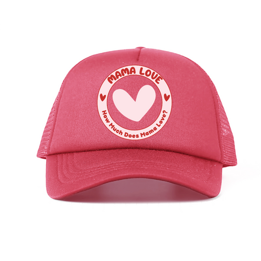 🌈 Mama Love Foam Trucker Hat – Light Pink Logo
