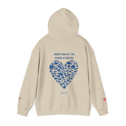 MORE THAN ALL THE FISHIES HEART SHAPED HOODIE