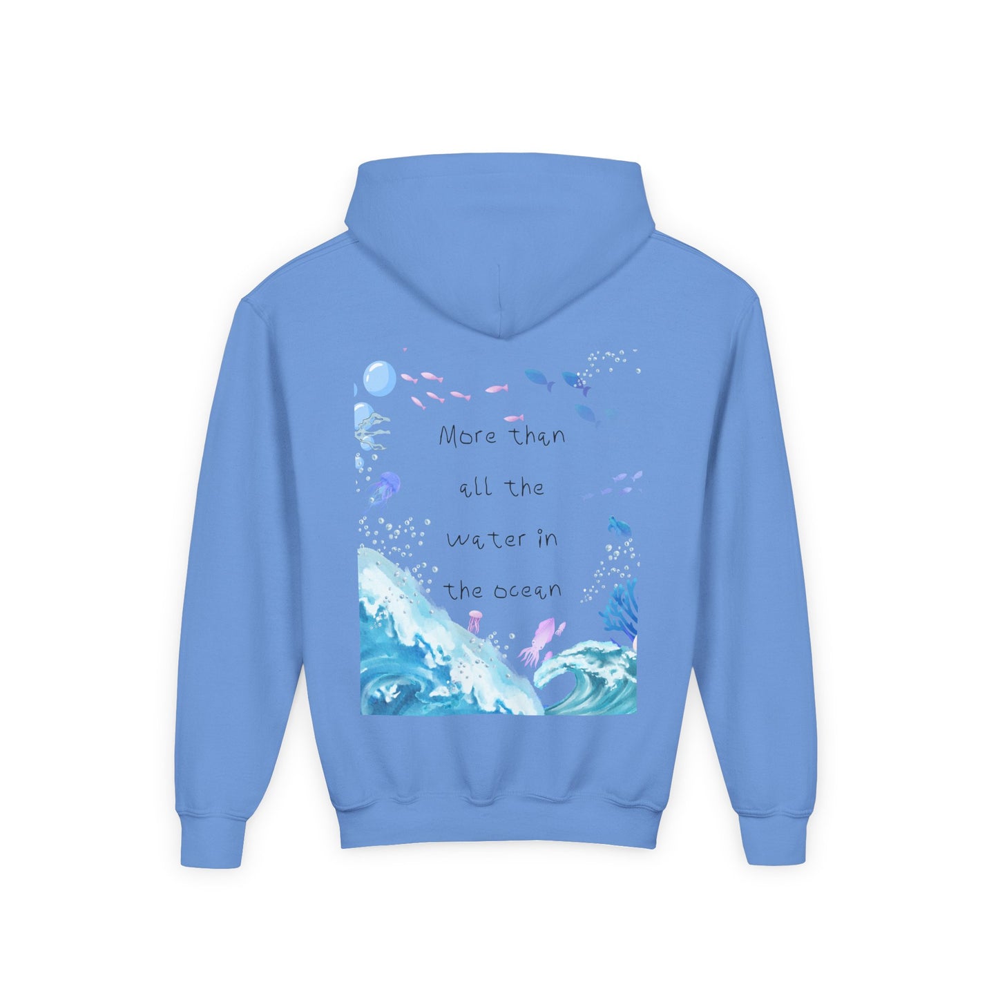 KIDS MORE THAN ALL THE WATER IN THE OCEAN HOODIE - MAGENTA FRONT LOGO