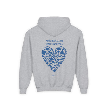 Kids MORE THAN ALL THE FISHIES HEART SHAPED HOODIE
