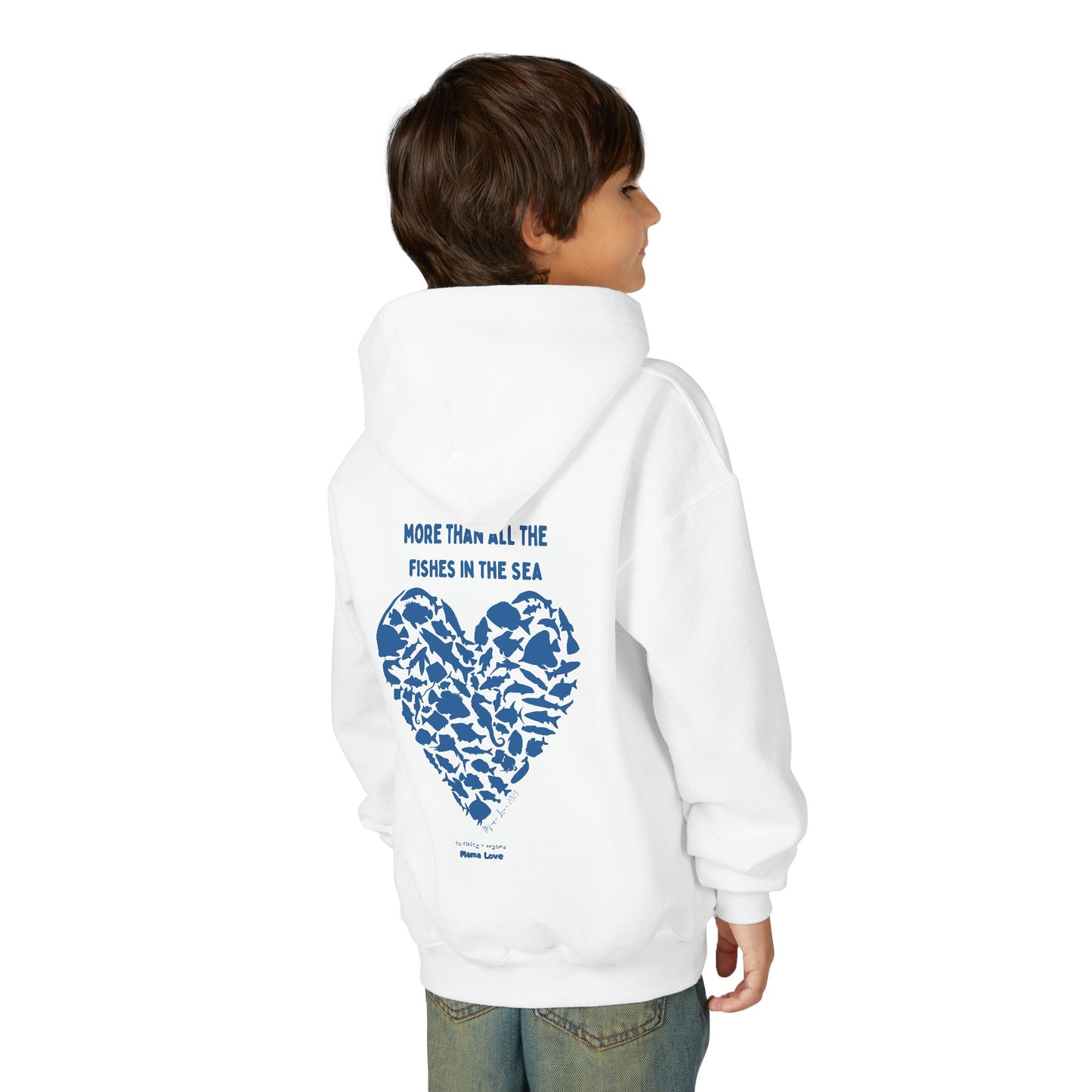 Kids MORE THAN ALL THE FISHIES HEART SHAPED HOODIE