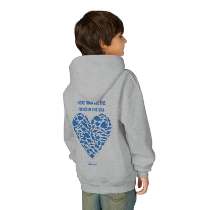 Kids MORE THAN ALL THE FISHIES HEART SHAPED HOODIE